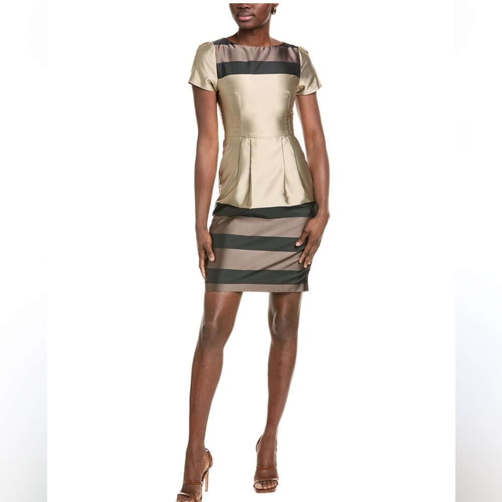 LK Bennett Accalia Elegant Black Tan Gold Dress Size 12
